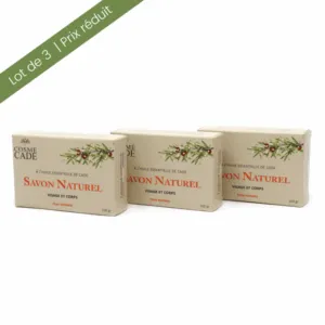 Savon naturel à l'huile essentielle de bois de cade biologique Lot de 3